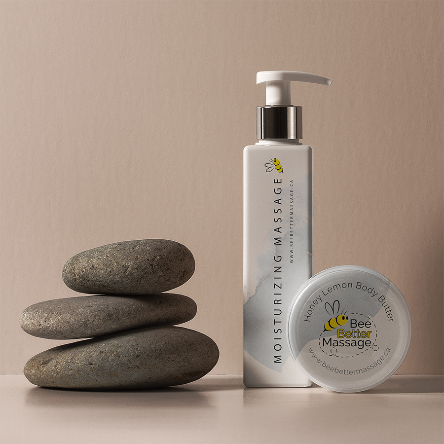 Bee Better Logo design on creme and massage product labels
