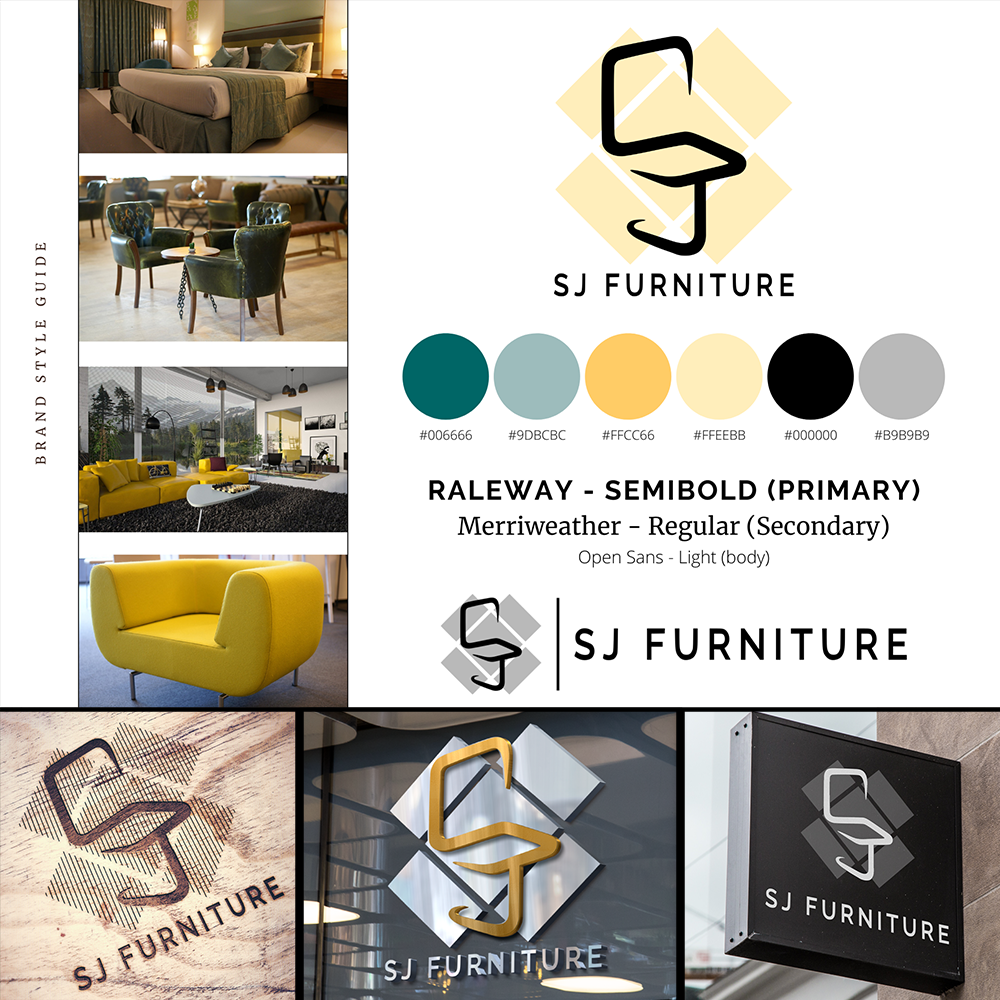 SJ Furniture Brand Style Guide - and mockups